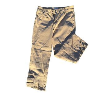 Roper Women's Khaki Capri Riding Pants M with Metal Snaps on Ankles
